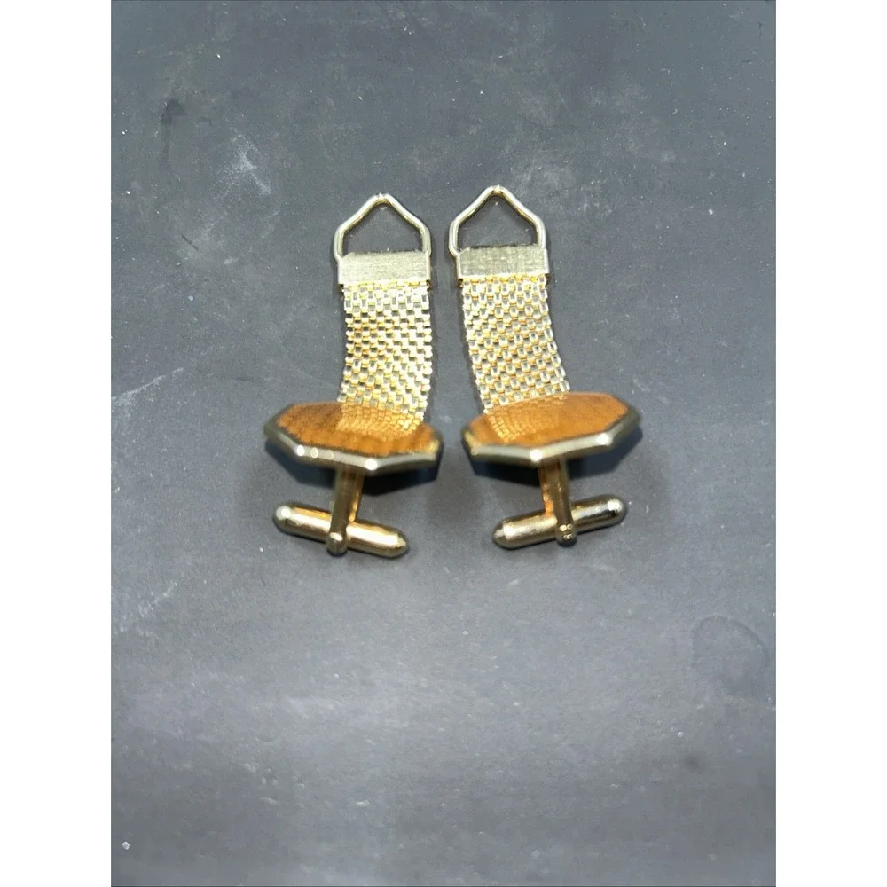 Vintage Goldtone Wraparound Mesh Cufflinks‎